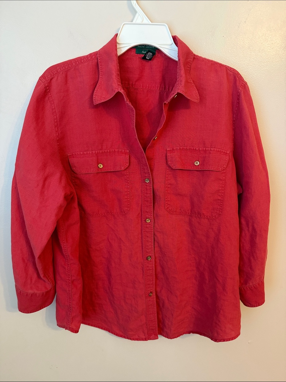 Ralph Lauren Shirt 100% Linen Long Sleeve Beach Button Up Shirt Top Women’s XL